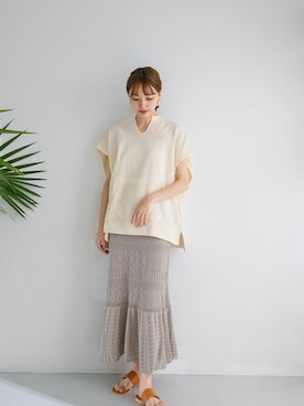 「ITEMS URBANRESEARCH（アイテムズ アーバンリサーチ）のアイテム（ベスト）」を使った、mokaさん（レディース・165cm）の夏コーディネート