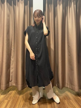 「ITEMS URBANRESEARCH（アイテムズ アーバンリサーチ）のアイテム（シャツワンピース）」を使った、mokaさん（レディース・165cm）の夏コーディネート