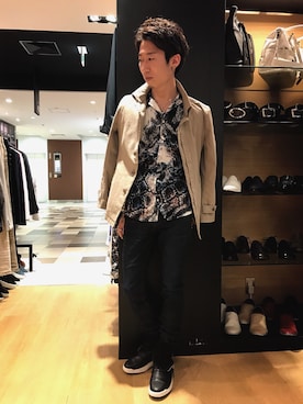 「柄シャツ」｜Nakataさん（メンズ・170cm）の春コーディネート