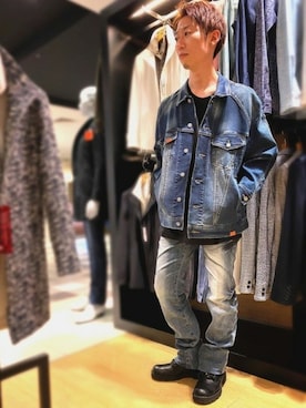 「アイテム（Tシャツ/カットソー、ブラック系）」を使った、Nakataさん（メンズ・170cm）の冬コーディネート