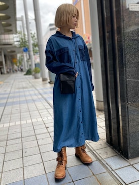 「AVIREX（アヴィレックス）のアイテム（シャツワンピース）」を使った、Natsumiさん（レディース・155cm）の夏コーディネート