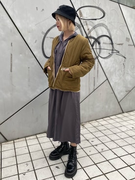 「AVIREX（アヴィレックス）のアイテム（シャツワンピース）」を使った、Natsumiさん（レディース・155cm）の秋コーディネート