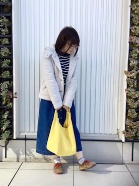 「coenスタッフスタイリング」｜「アイテム（ピーコート）」を使った、coen さなりさん（レディース・155cm）の冬コーディネート