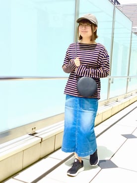 「ラウンドショルダー」｜coen さなりさん（レディース・155cm）の夏コーディネート