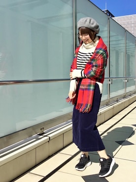 「coenスタッフスタイリング」｜「アイテム（ハンチング/ベレー帽）」を使った、coen さなりさん（レディース・155cm）の秋コーディネート