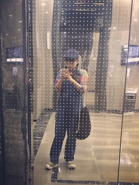 「ZARA KIDSのアイテム（ハンチング/ベレー帽）」を使った、微博：@哈吉他 さん（レディース・158cm）の春コーディネート