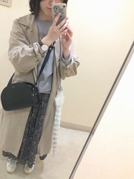 「ADAM ET ROPE'（アダムエロペ）のアイテム（ステンカラーコート）」を使った、h＊kさん（レディース・161cm）の春コーディネート