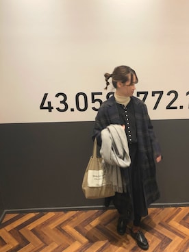 「ADAM ET ROPE'（アダムエロペ）のアイテム（チェスターコート）」を使った、h＊kさん（レディース・161cm）の冬コーディネート