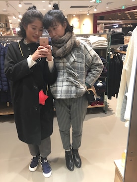 「yuni（ユニ　）のアイテム（その他アウター）」を使った、失失 | ᐕ)⁾⁾ さん（レディース・168cm）の冬コーディネート