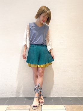 「merry jenny（メリージェニー）のアイテム（ジャージ）」を使った、merry jenny 梅田店さん（レディース・160cm）の春コーディネート