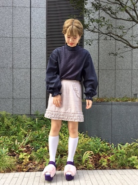 「アイテム（その他シューズ、パープル系）」を使った、merry jenny 梅田店さん（レディース・160cm）の夏コーディネート