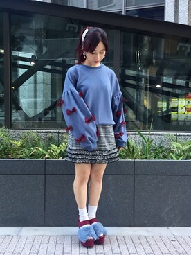 「merry jenny（メリージェニー）のアイテム（スウェット）」を使った、merry jenny 梅田店さん（レディース・160cm）の夏コーディネート