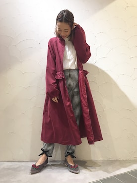 「アイテム（シューズ、パープル系）」を使った、merry jenny 梅田店さん（レディース・160cm）の秋コーディネート