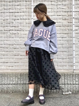 「白ソックス」｜merry jenny 梅田店さん（レディース・154cm）の春コーディネート