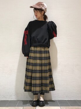 「merry jenny（メリージェニー）のアイテム（スウェット）」を使った、merry jenny 梅田店さん（レディース・160cm）の秋コーディネート