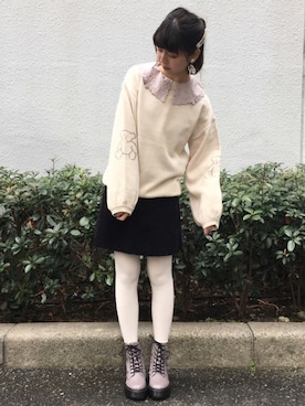 「アイテム（ブーツ、パープル系）」を使った、merry jenny 梅田店さん（レディース・160cm）の冬コーディネート