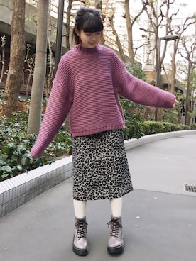 「アイテム（シューズ、パープル系）」を使った、merry jenny 梅田店さん（レディース・164cm）の冬コーディネート