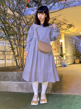 「襟付きワンピース」｜merry jenny 梅田店さん（レディース・155cm）の冬コーディネート