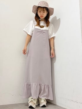 「アイテム（ハット、ピンク系）」を使った、merry jenny 梅田店さん（レディース・154cm）の夏コーディネート