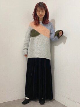 「ベロアスカート」｜「アイテム（パンプス）」を使った、merry jenny 梅田店さん（レディース・154cm）の秋コーディネート