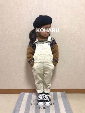 「秋サロペ2018きのこ派」｜koharu☺︎さん（キッズ・100cm）の秋コーディネート