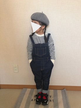 「靴下チラ見せ」｜「アイテム（オールインワン・サロペット）」を使った、koharu☺︎さん（キッズ・100cm）の春コーディネート