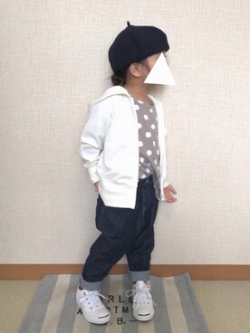 「ジャックパーセル」｜「アイテム（ハンチング/ベレー帽）」を使った、koharu☺︎さん（キッズ・100cm）の秋コーディネート