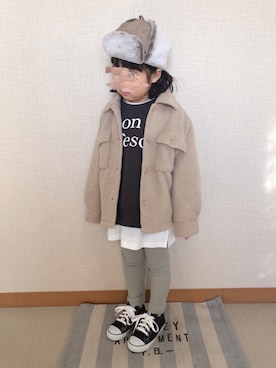 「ミントグリーン」｜「アイテム（その他アウター）」を使った、koharu☺︎さん（キッズ・100cm）の冬コーディネート