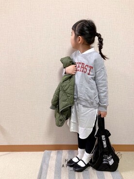 「巾着バッグ」｜「アイテム（その他アウター）」を使った、koharu☺︎さん（キッズ・110cm）の冬コーディネート