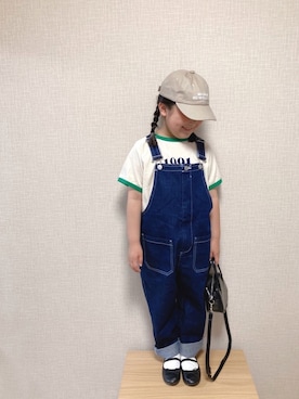 「ローリーズファーム(LOWRYS FARM)」｜「アイテム（サロペット/オーバーオール）」を使った、koharu☺︎さん（キッズ・110cm）の春コーディネート