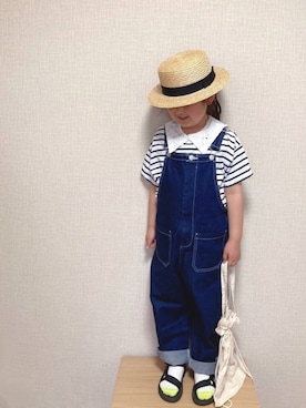 「ローリーズファーム(LOWRYS FARM)」｜「アイテム（サロペット/オーバーオール）」を使った、koharu☺︎さん（キッズ・110cm）の春コーディネート