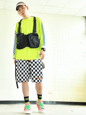 「checkerboard」｜亞當碎骨さん（メンズ・175cm）の夏コーディネート