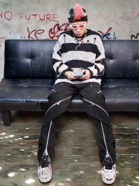 「99%IS-（ナインティナインパーセントイズ）のアイテム」を使った、亞當碎骨さん（メンズ・175cm）の夏コーディネート