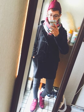 「GU（ジーユー）のアイテム（ダッフルコート）」を使った、Ru-sanさん（メンズ・164cm）の冬コーディネート