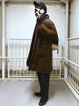 「niko and...（ニコアンド）のアイテム（ムートンコート）」を使った、ARChangさん（メンズ・170cm）の冬コーディネート