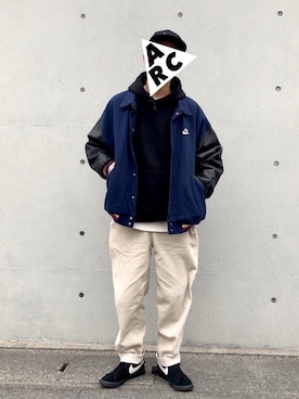 「NIKE（ナイキ）のアイテム（スタジャン）」を使った、ARChangさん（メンズ・170cm）の冬コーディネート