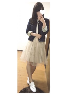 「dazzlin（ダズリン）のアイテム（デニムジャケット）」を使った、chi ⑅ ❁ .°さん（レディース・154cm）の春コーディネート