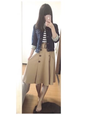 「dazzlin（ダズリン）のアイテム（デニムジャケット）」を使った、chi ⑅ ❁ .°さん（レディース・154cm）の春コーディネート