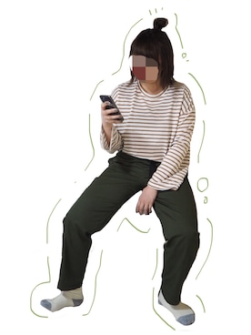 「DHOLIC（ディーホリック）のボーダーボクシーフィットTシャツ（Tシャツ/カットソー）」を使った、こーん。さん（レディース・166cm）の春コーディネート