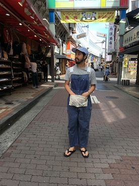 「CAL O LINE（キャルオーライン）のアイテム（帽子）」を使った、牛木さん（メンズ・165cm）の夏コーディネート