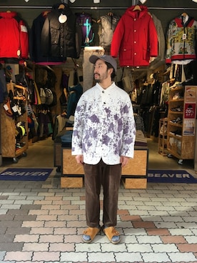 「BEAVER（ビーバー）のアイテム（キャップ）」を使った、牛木さん（メンズ・165cm）の冬コーディネート