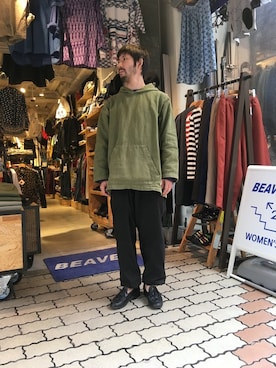 「MANASTASH（マナスタッシュ）のアイテム（ブルゾン）」を使った、牛木さん（メンズ・165cm）の春コーディネート