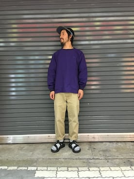 「Chaco（チャコ）のアイテム」を使った、牛木さん（メンズ・165cm）の春コーディネート
