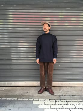 「rasox（ラソックス）のアイテム」を使った、牛木さん（メンズ・165cm）の秋コーディネート