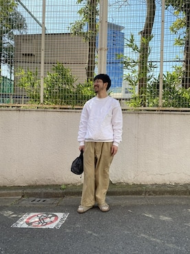 「MANASTASH（マナスタッシュ）のアイテム（バッグ）」を使った、牛木さん（メンズ・165cm）の冬コーディネート