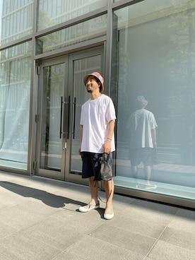 「MANASTASH（マナスタッシュ）のアイテム（パンツ）」を使った、牛木さん（メンズ・165cm）の春コーディネート