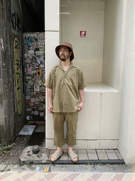 「MANASTASH（マナスタッシュ）のアイテム（パンツ）」を使った、牛木さん（メンズ・165cm）の春コーディネート