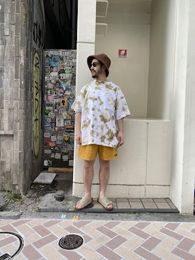「MANASTASH（マナスタッシュ）のMANASTASH/マナスタッシュ　HEMP SHORTS for BEAVER ヘンプショーツフォービーバー（その他パンツ）」を使った、牛木さん（メンズ・165cm）の夏コーディネート