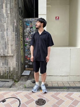 「MANASTASH（マナスタッシュ）のアイテム（パンツ）」を使った、牛木さん（メンズ・165cm）の夏コーディネート