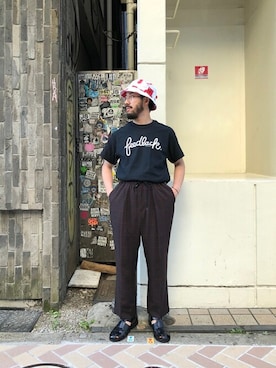 「Paraboot（パラブーツ）のアイテム（サンダル）」を使った、牛木さん（メンズ・165cm）の夏コーディネート
